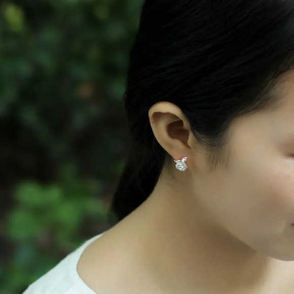 Colorful Rose Flower Beautiful Stud Earrings for Women, EVGG1047 - Picture 2 of 3